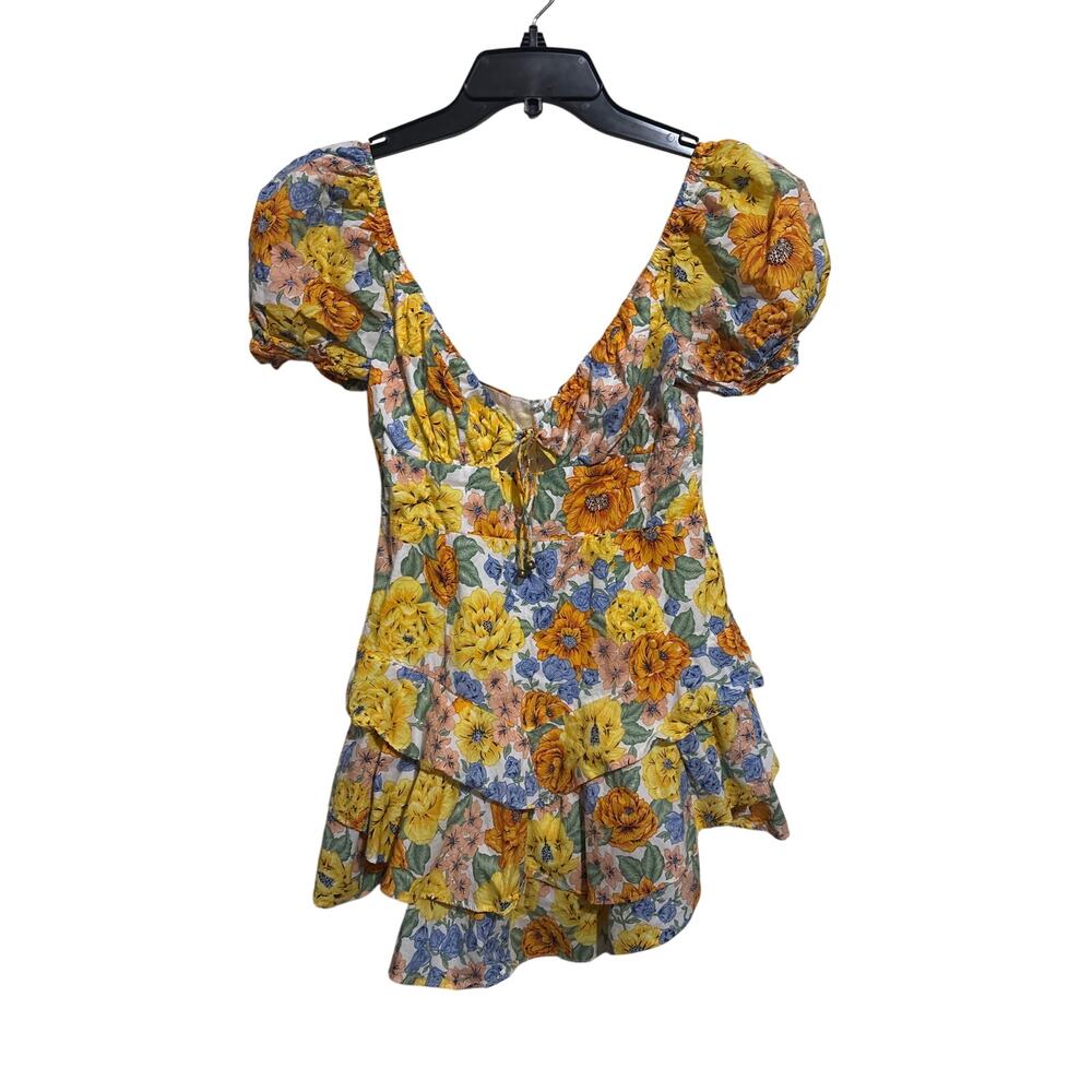 Hello Molly Floral Mini Dress in Yellow, Orange & Blue - Picture 3 of 5